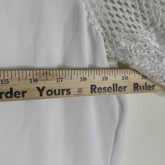 Cache Top Womens Medium Lace Mesh Sheer Long Sleeve Romantic Blouse Elegant - Picture 8 of 12